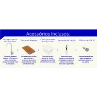 Cuba Tramontina Morgana Compact 48 FX Undermount em Aço Inox com Acabamento Escovado com Monocomando, Dosador de Sabão, Tábua e Cesto Aramado