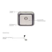 Cuba de Embutir Tramontina Dora 40 BL R6 em Aço Inox Escovado com Válvula e escape 40x34 cm