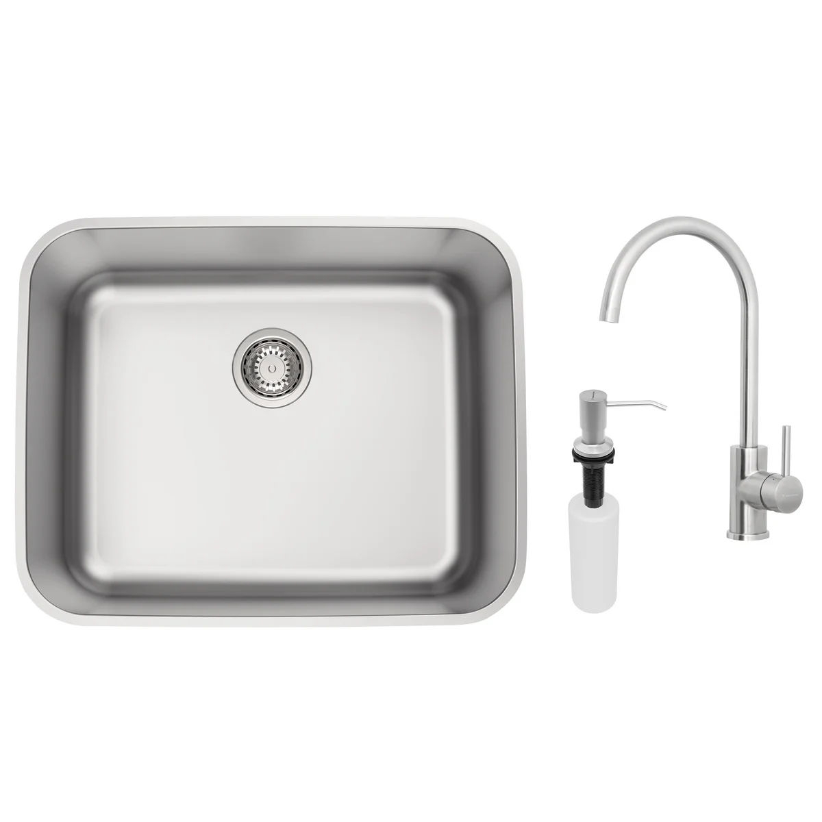 Cuba de Embutir Tramontina Dora 50 BL R6 50x40 em Aço Inox Escovado com Monocomando e Dosador