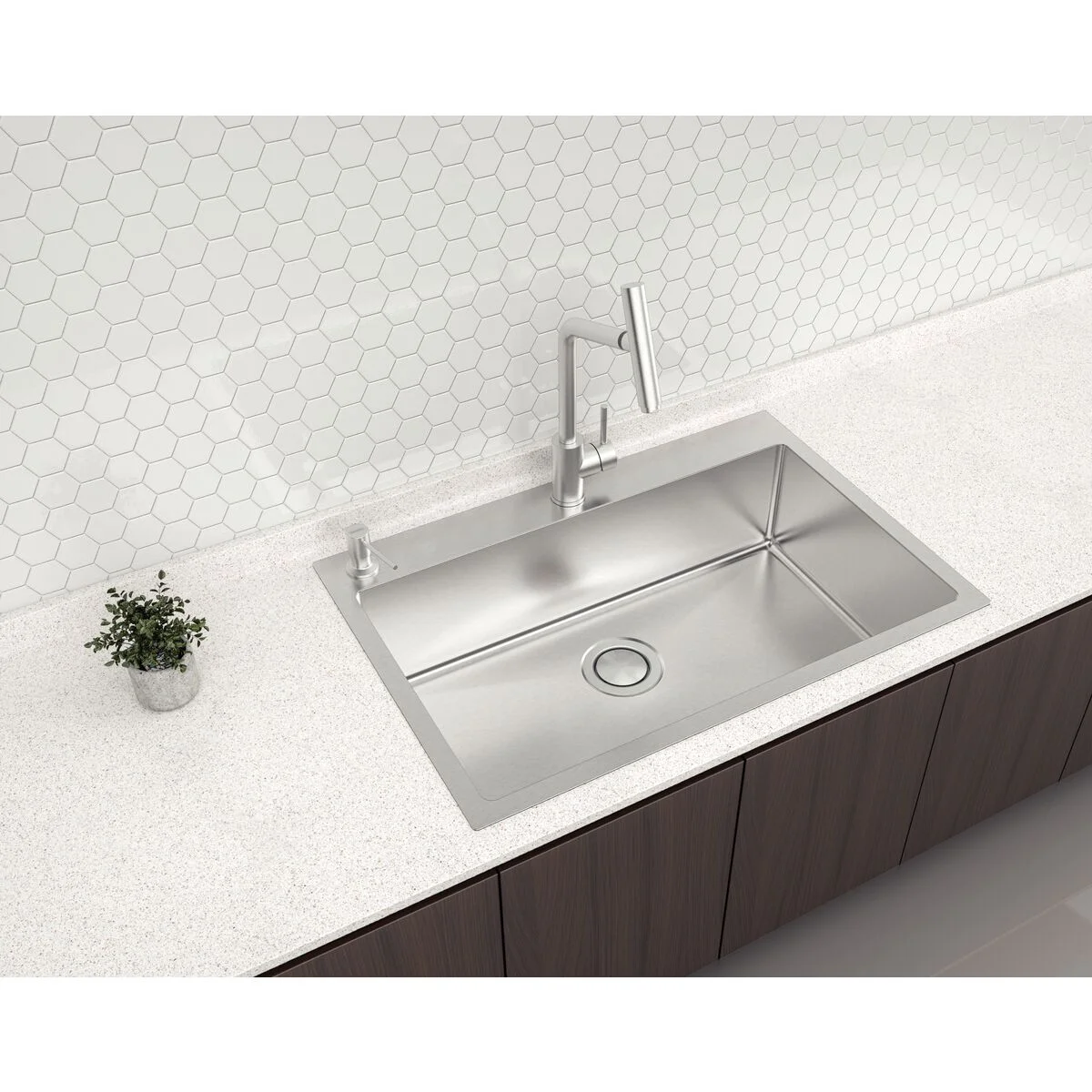 Cuba de Sobrepor Tramontina Design Collection Quadrum Flush 1C 70 em Aço Inox com Acabamento Acetinado