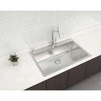 Cuba de Sobrepor Tramontina Design Collection Quadrum Flush 1C 70 em Aço Inox com Acabamento Acetinado
