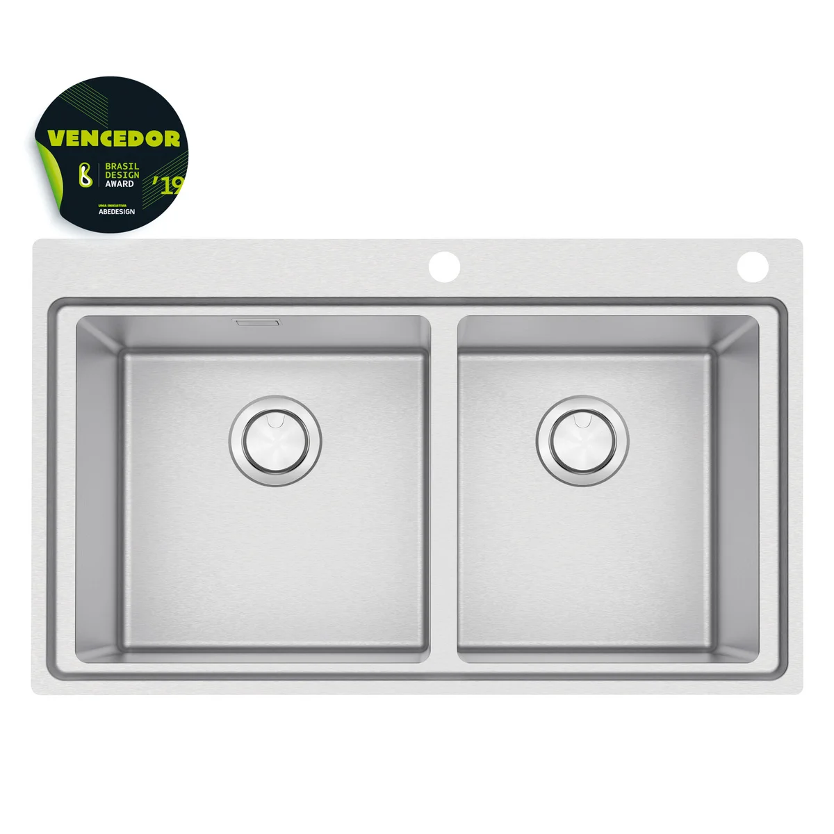 Cuba de Sobrepor Tramontina Design Collection Smooth 2C 40 em Aço Inox com Acabamento Acetinado 86x52 cm com 2 Cubas