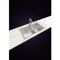 Cuba de Sobrepor Tramontina Design Collection Smooth 2C 40 em Aço Inox com Acabamento Acetinado 86x52 cm com 2 Cubas