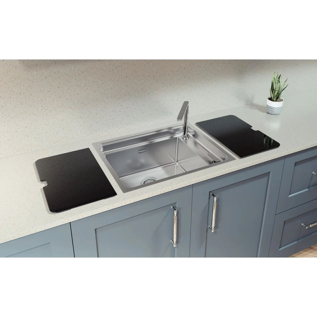 Cuba de Sobrepor Tramontina Design Collection Workstation Quadrum Deep 50 em Aço Inox com acessórios