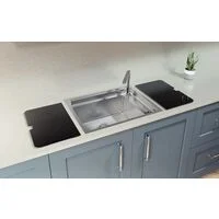 Cuba de Sobrepor Tramontina Design Collection Workstation Quadrum Deep 50 em Aço Inox com acessórios
