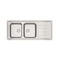 Cuba de Sobrepor Tramontina Marea Deep 2C 34 Plus em Aço Inox com Acabamento Escovado 116 x 50 cm com Válvula e Furo para Torneira