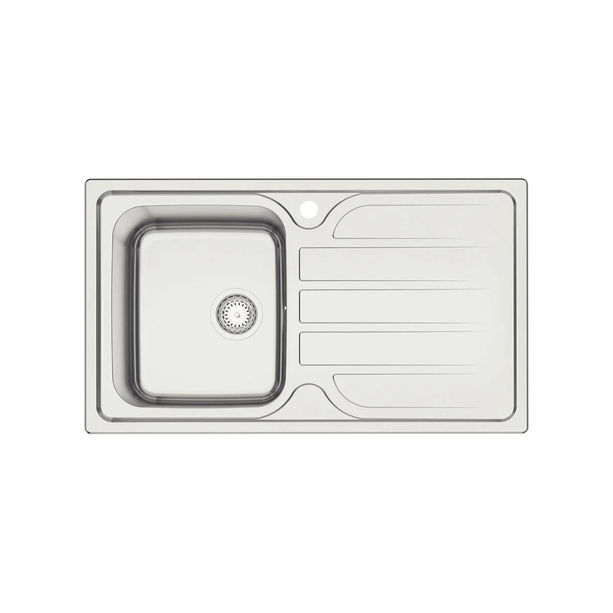 Cuba de Sobrepor Tramontina Marea Deep em Aço Inox com Acabamento Escovado 86 x 50 cm com Escorredor, Válvula e Furo para Torneira