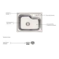 Cuba de Sobrepor Tramontina Morgana Compact 48 FX em Aço Inox com Acabamento Escovado 55 x 42 cm com válvula