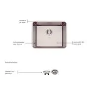 Cuba de embutir Tramontina Design Collection Quadrum Undermount em Aço Inox com Acabamento Acetinado 50 U 50X40 cm
