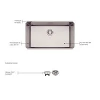 Cuba de embutir Tramontina Design Collection Quadrum Undermount em Aço Inox com Acabamento Acetinado 70 U 70x40 cm
