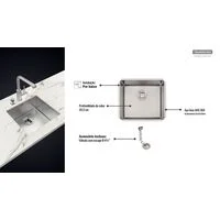 Cuba de embutir Tramontina Design Collection Quadrum Undermount em Aço Inox com Acabamento Acetinado 45 U 49x44cm