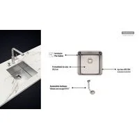Cuba de embutir Tramontina Design Collection Quadrum Undermount em Aço Inox com Acabamento Acetinado 40 U 44x44cm