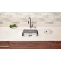 Cuba de embutir Tramontina Lavínia 47 BL em aço inox alto brilho 47x30 cm com furo para válvula de 3 1/2"