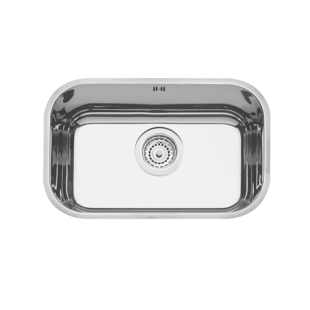 Cuba de embutir Tramontina Lavínia 47 BL em aço inox alto brilho 47x30 cm com válvula de 4 1/2" com escape