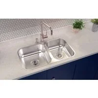 Cuba de embutir/sobrepor Tramontina Isis 2C 34-28 BS em Aço Inox Polido 69x40 com 2 Cubas