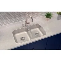 Cuba de embutir/sobrepor Tramontina Isis 2C 34-28 BS em Aço Inox escovado 69x40 com 2 Cubas