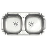 Cuba de embutir/sobrepor Tramontina Isis 2C 34 BS em Aço Inox Escovado 78x40 cm