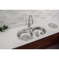 Cuba de embutir/sobrepor Tramontina Luna Duo 2C 36 BS em Aço Inox Alto Brilho 84x44 cm