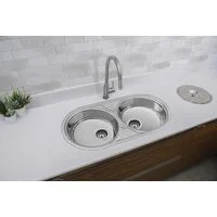 Cuba de embutir/sobrepor Tramontina Luna Duo 2C 36 BS em Aço Inox Escovado 84x44 cm