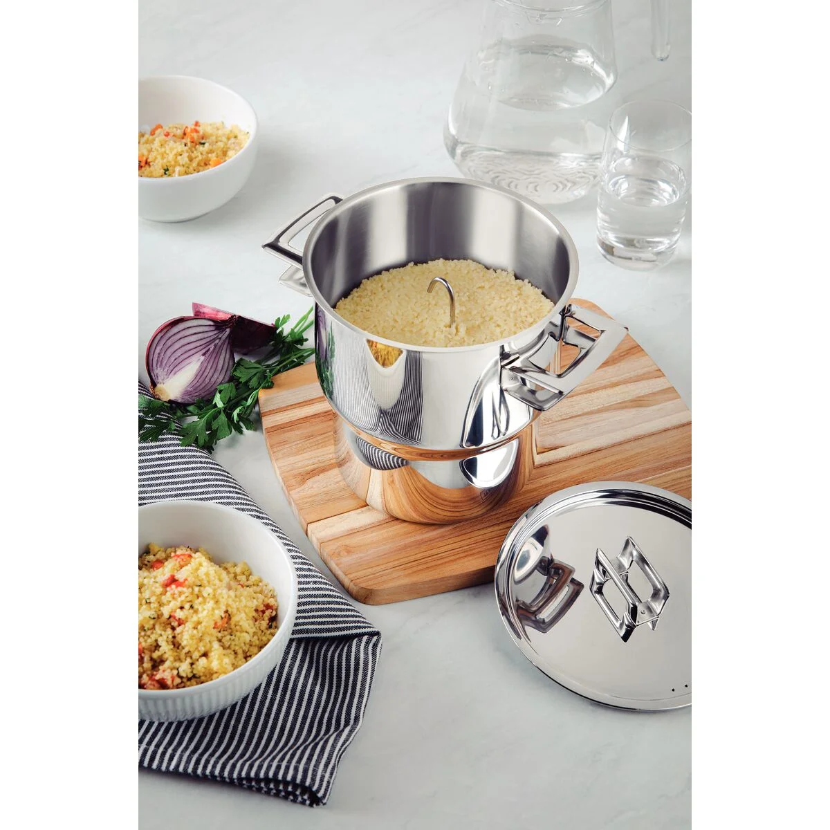 Cuscuzeira Tramontina Brava em Aço Inox com Alças e Tampa 14 cm 2,1 L