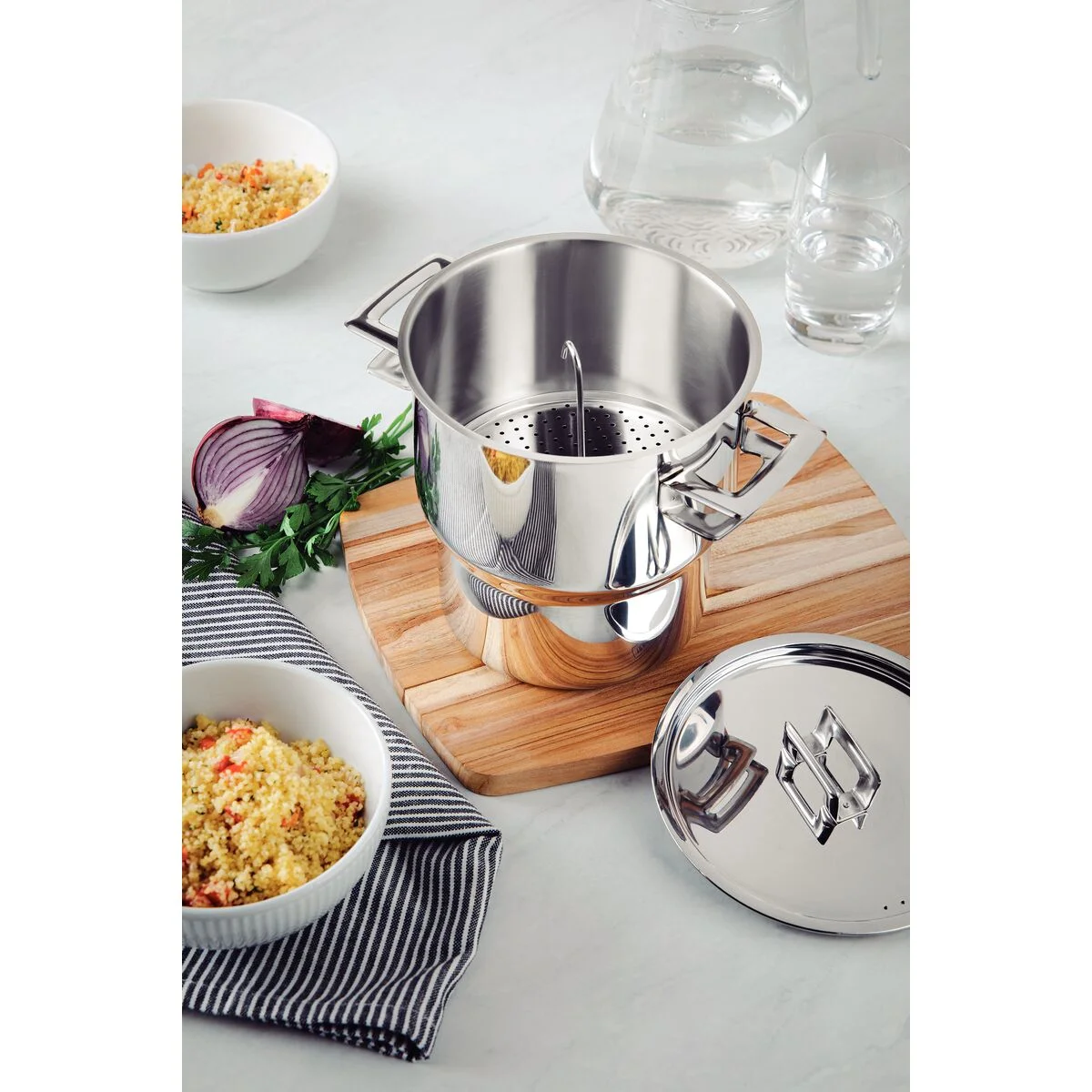 Cuscuzeira Tramontina Brava em Aço Inox com Alças e Tampa 14 cm 2,1 L