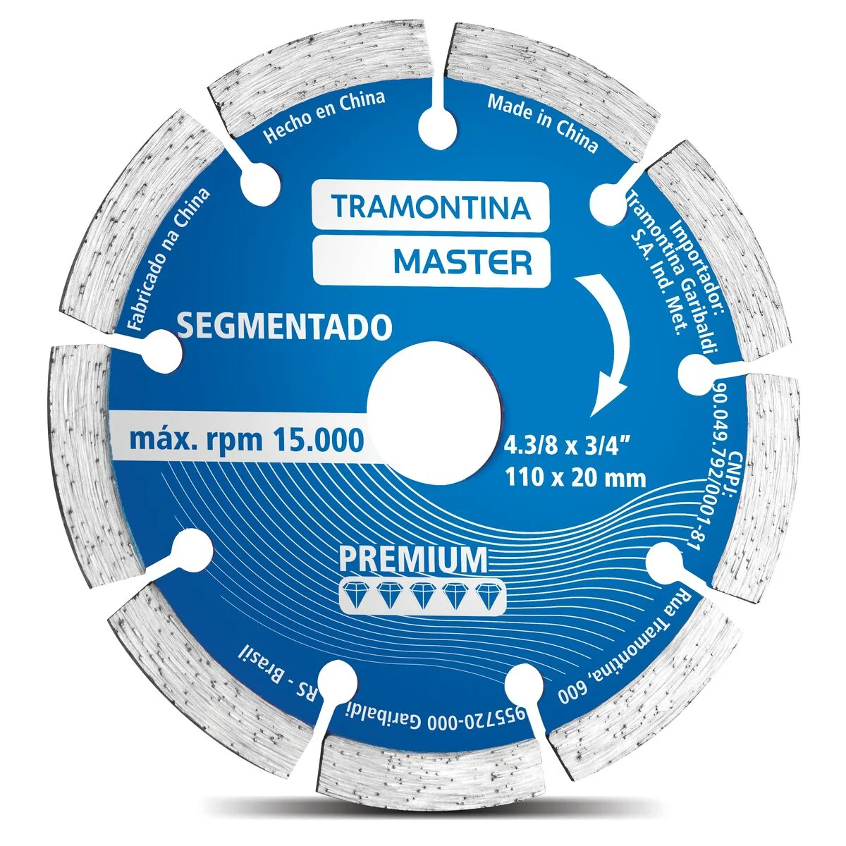 Disco Diamantado Segmentado 4.3/8" Tramontina MASTER Premium