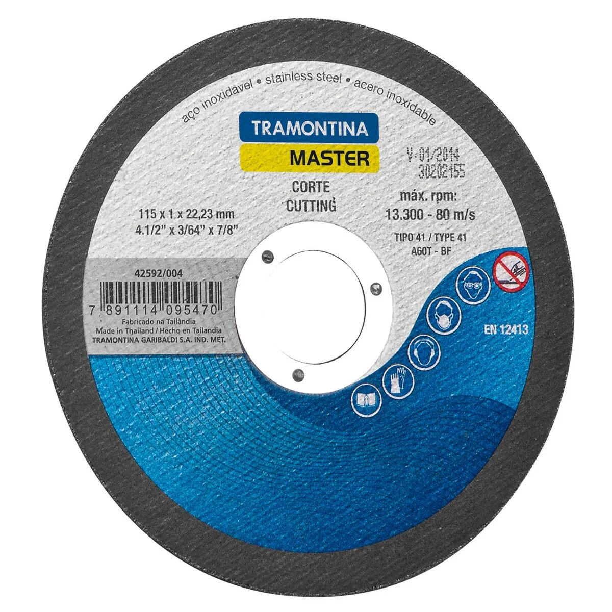 Disco de Corte Fino 4.1/2" Tramontina MASTER para Aço Inox e Materiais Endurecidos