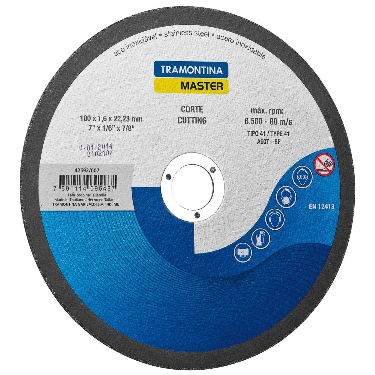 Disco de Corte Fino 7" Tramontina MASTER para Aço Inox e Materiais Endurecidos
