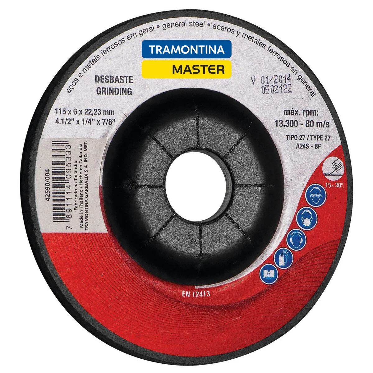 Disco de Desbaste 4.1/2" Tramontina MASTER para Aços e Metais