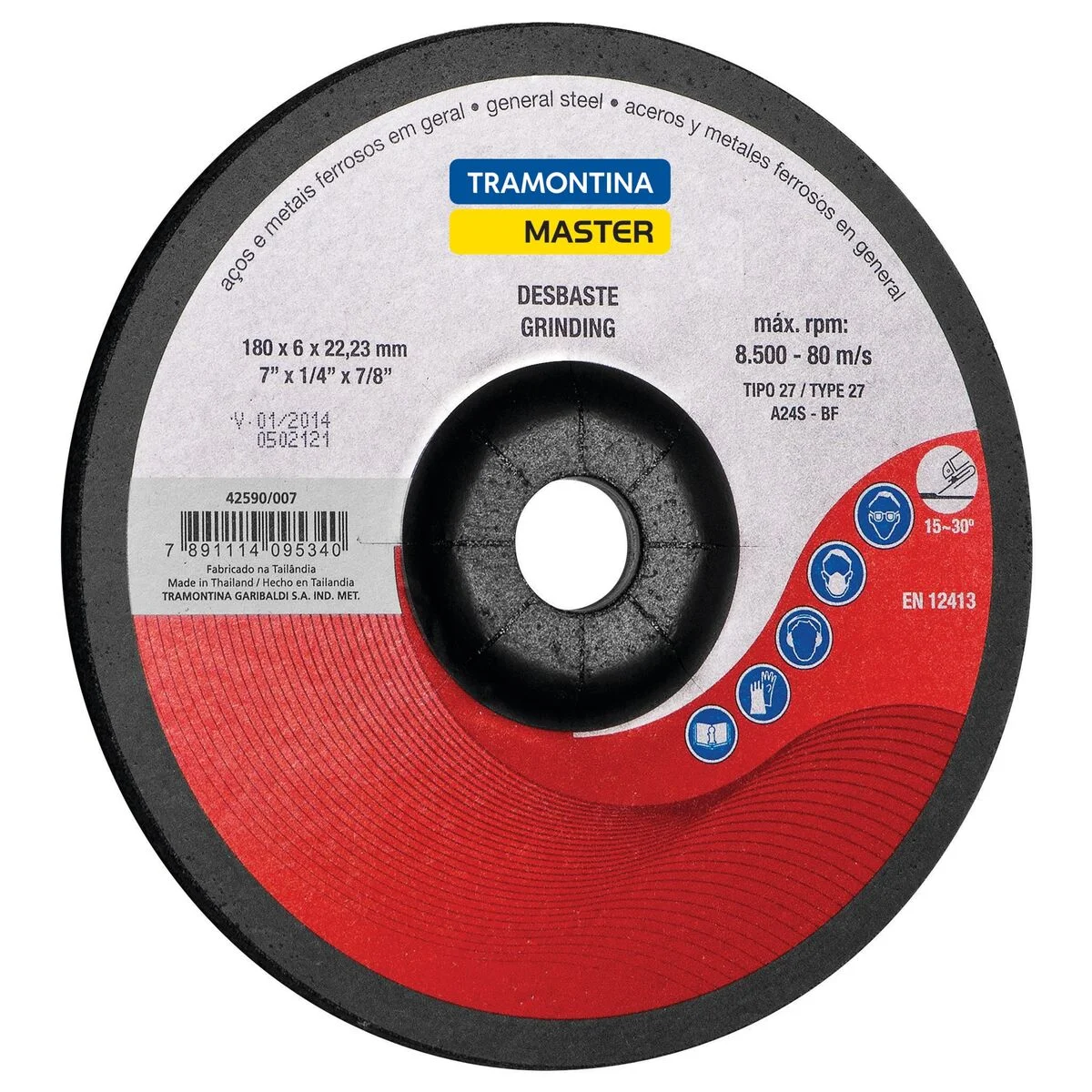 Disco de Desbaste 7" Tramontina MASTER para Aços e Metais