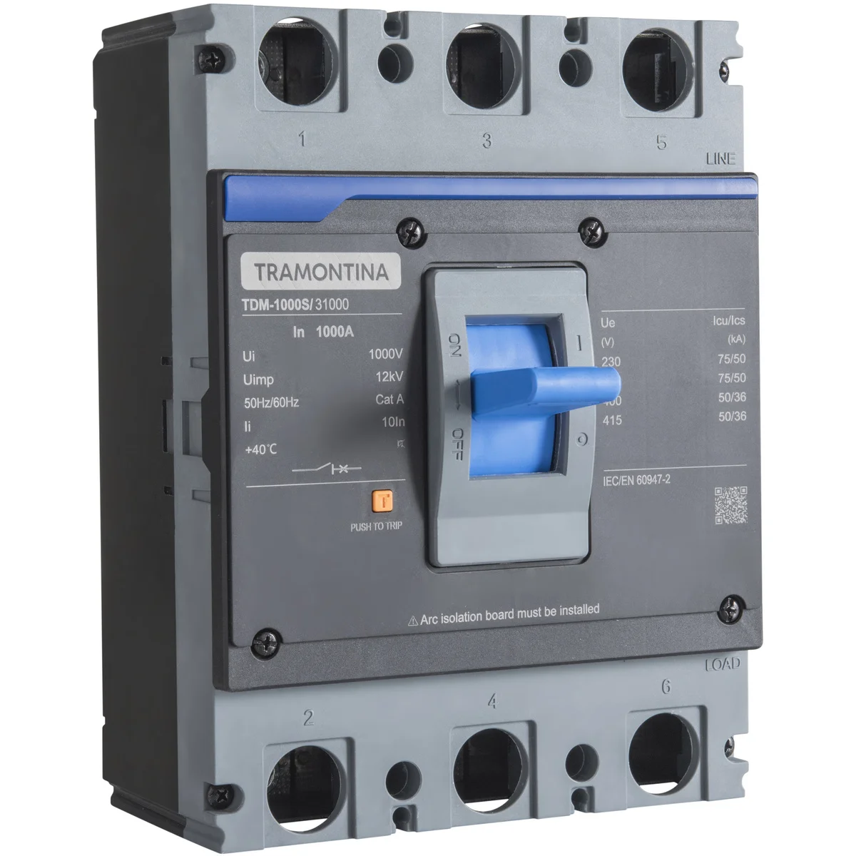 Disjuntor Caixa Moldada Tramontina TDM-1000S 3P 1000A 75kA