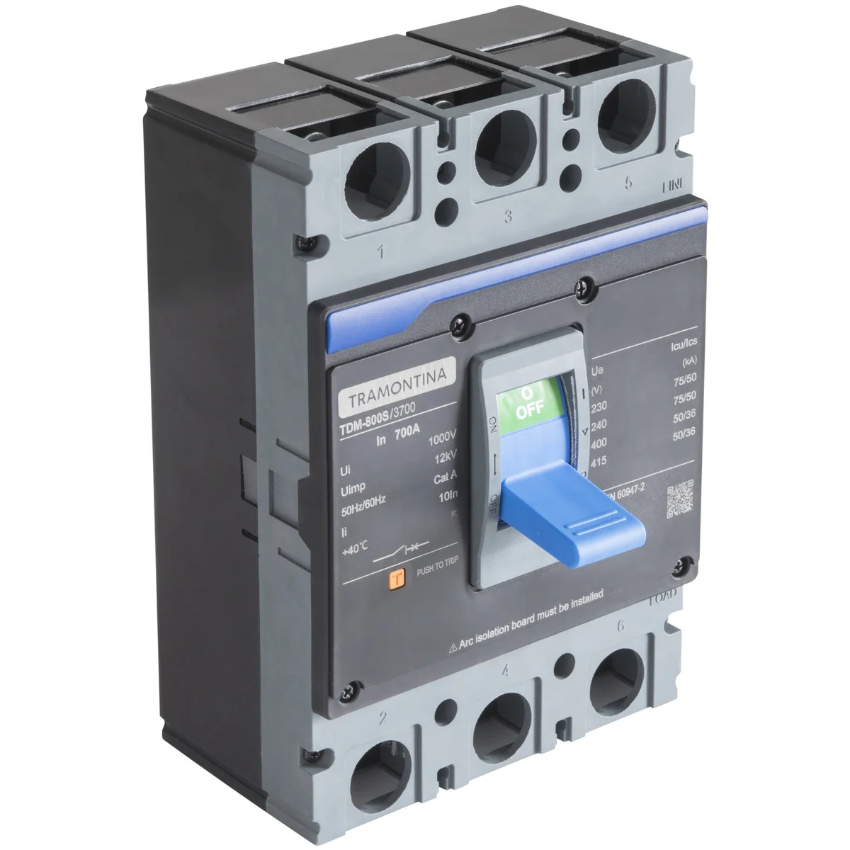 Disjuntor Caixa Moldada Tramontina TDM-800S 3P 700A 75kA