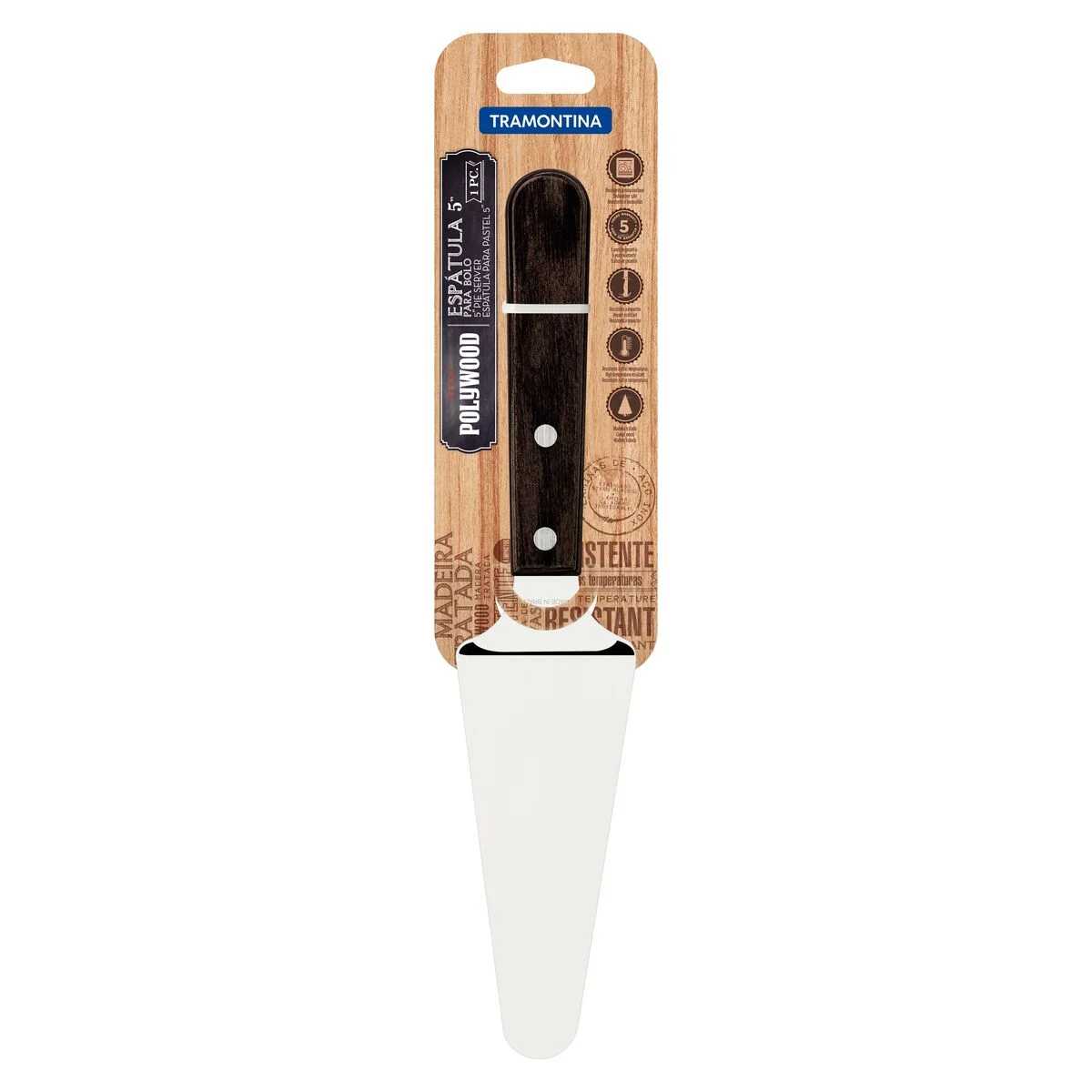 Espátula para Bolo Tramontina com Lâmina em Aço Inox e Cabo em Madeira Tratada Polywood Castanho 5"