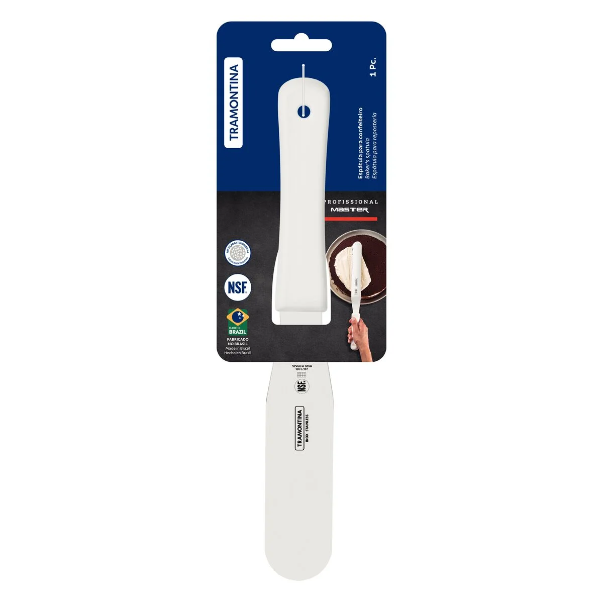 Espátula para Confeiteiro Tramontina Profissional Master com Lâmina em Aço Inox e Cabo de Polipropileno Branco 6"