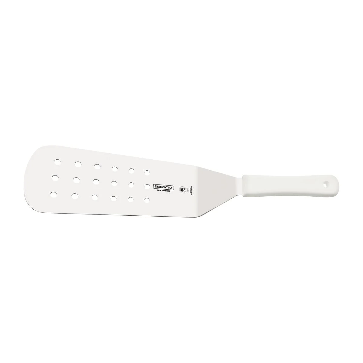 Espátula para Frituras Tramontina Profissional Master com Lâmina de Aço Inox e Cabo em Polipropileno Branco 9x3"