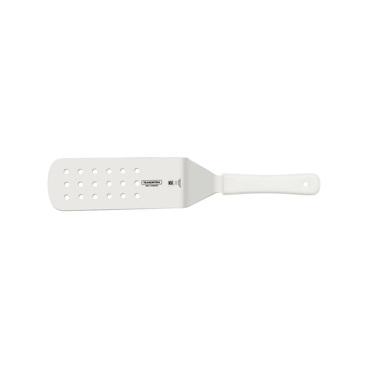 Espátula para Frituras Tramontina Profissional Master com Lâmina de Aço Inox e Cabo em Polipropileno Branco 9x3"