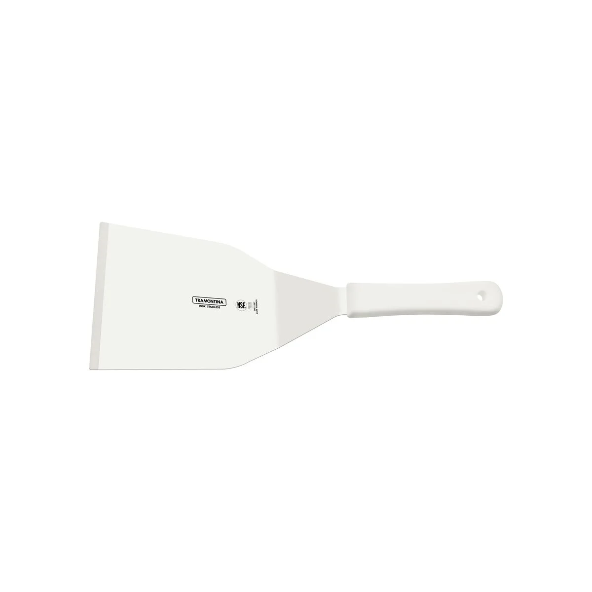 Espátula para Hambúrguer Tramontina Profissional Master com Lâmina em Aço Inox e Cabo de Polipropileno Branco 7x4.1/4"