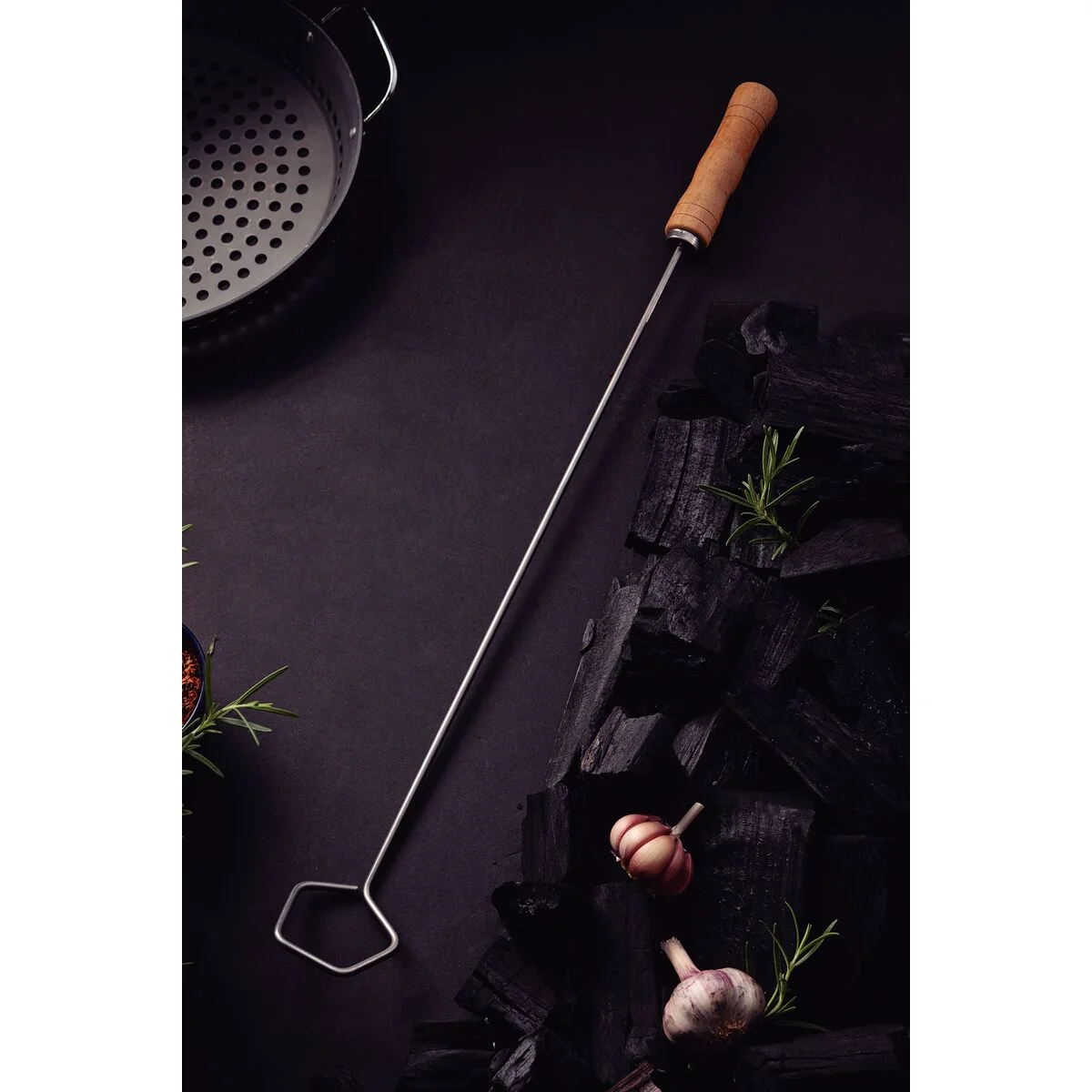 Espalhador de Brasas Tramontina Churrasco com Lâmina em Aço Inox e Cabo de Madeira Natural 67 cm