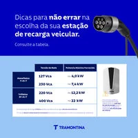 Estação de Recarga para Veículos Elétricos 22 kW Tramontina