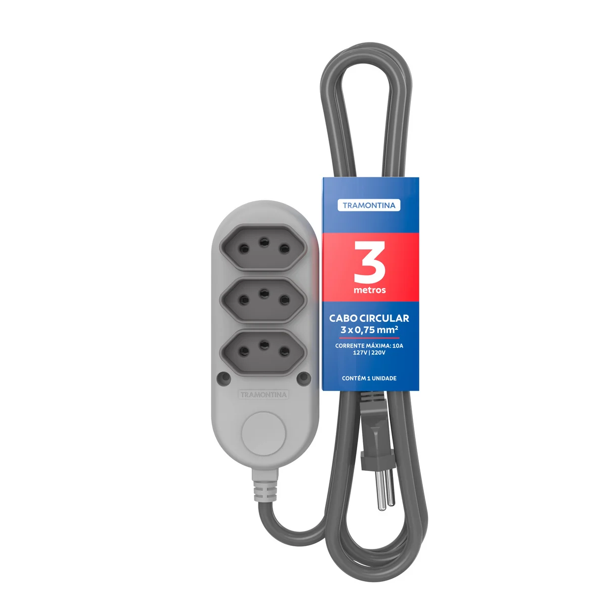 Extensão Múltipla 3 Tomadas 2P+T 10 A 250 V Tramontina 3 m