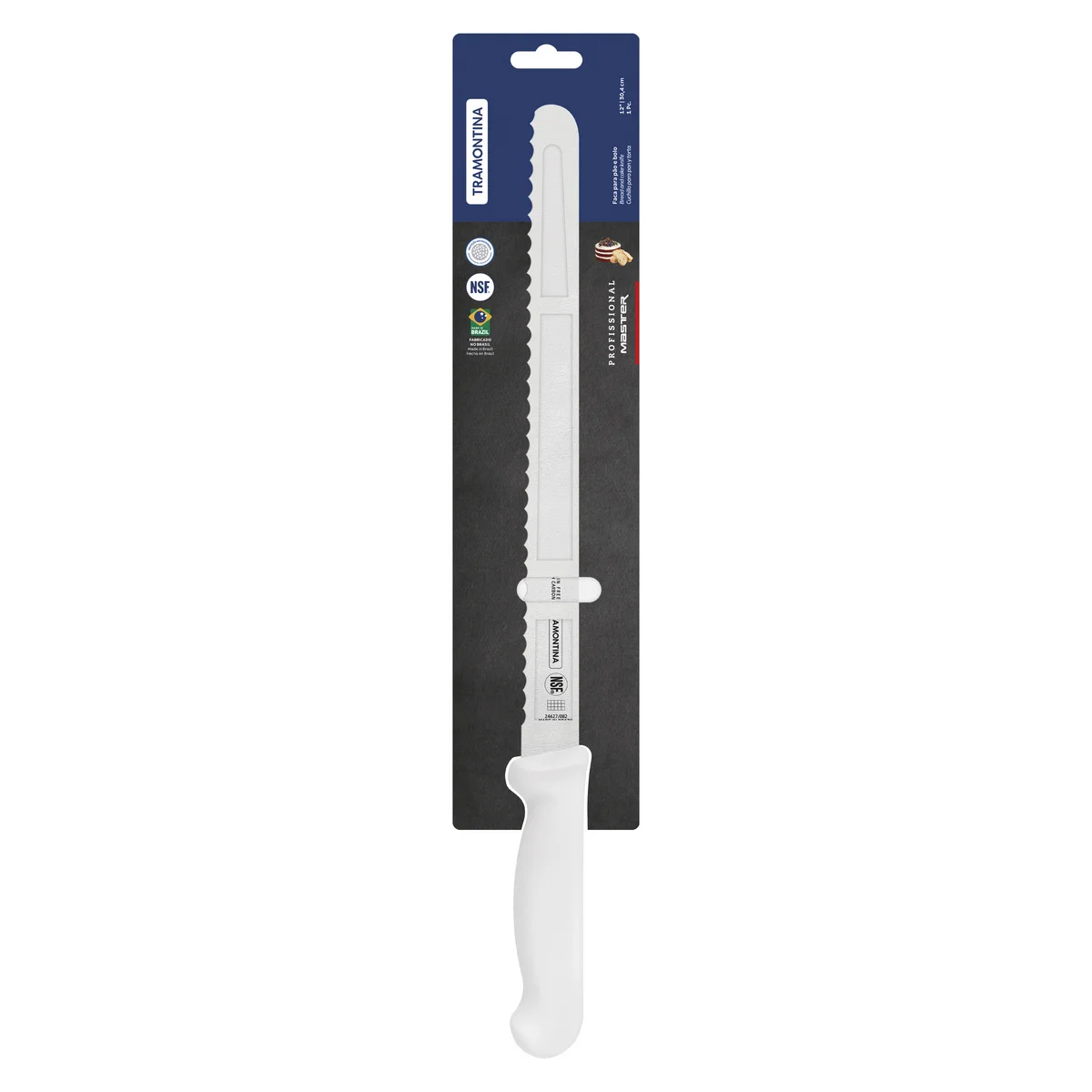 Faca Bolo/Pão Tramontina Profissional Master com Lâmina de Aço Inox e Cabo em Polipropileno Branco 12"
