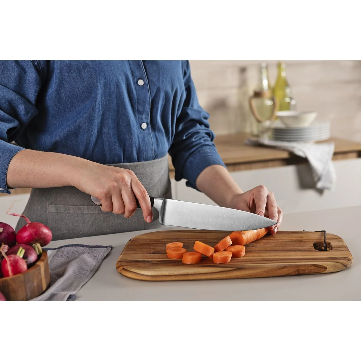 Faca Chef Tramontina Century Wood com Lâmina em Aço Inox e Cabo de Madeira Tratada Castanho 8"