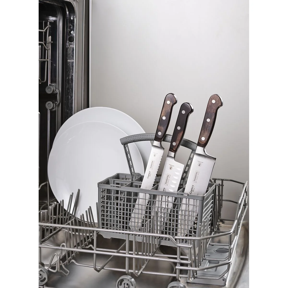Faca Chef Tramontina Century Wood com Lâmina em Aço Inox e Cabo de Madeira Tratada Castanho 8"