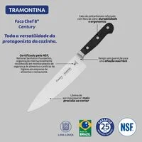 Faca Chef Tramontina Century com Lâmina em Aço Inox e Cabo em Policarbonato e Fibra de Vidro 8"