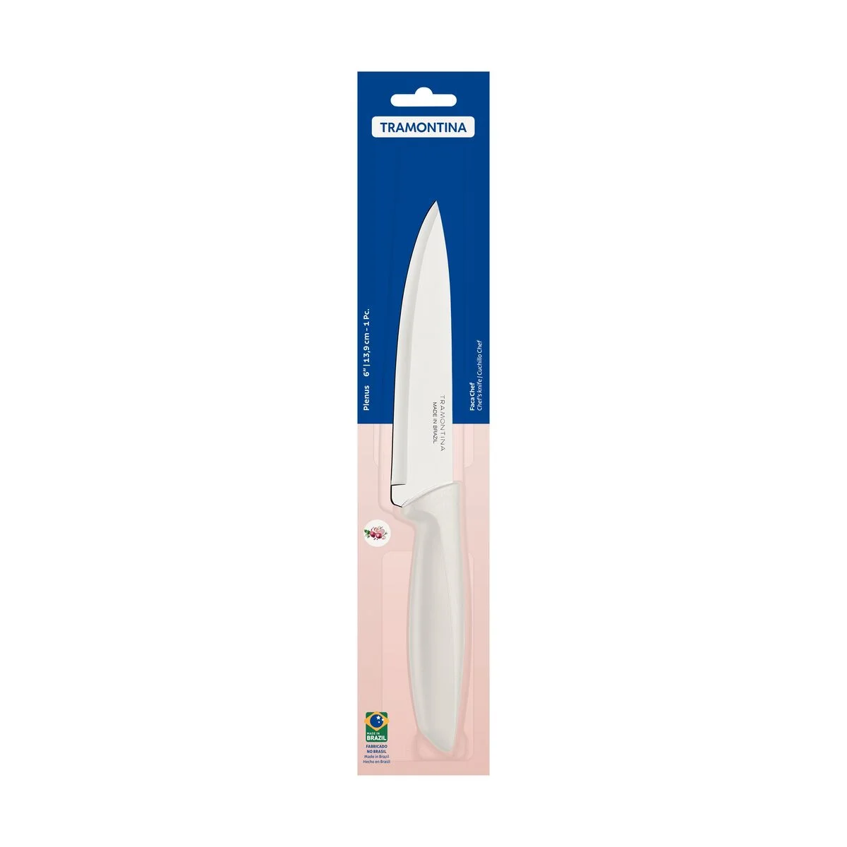 Faca Chef Tramontina Plenus com Lâmina em Aço Inox e Cabo de Polipropileno Off White 6"