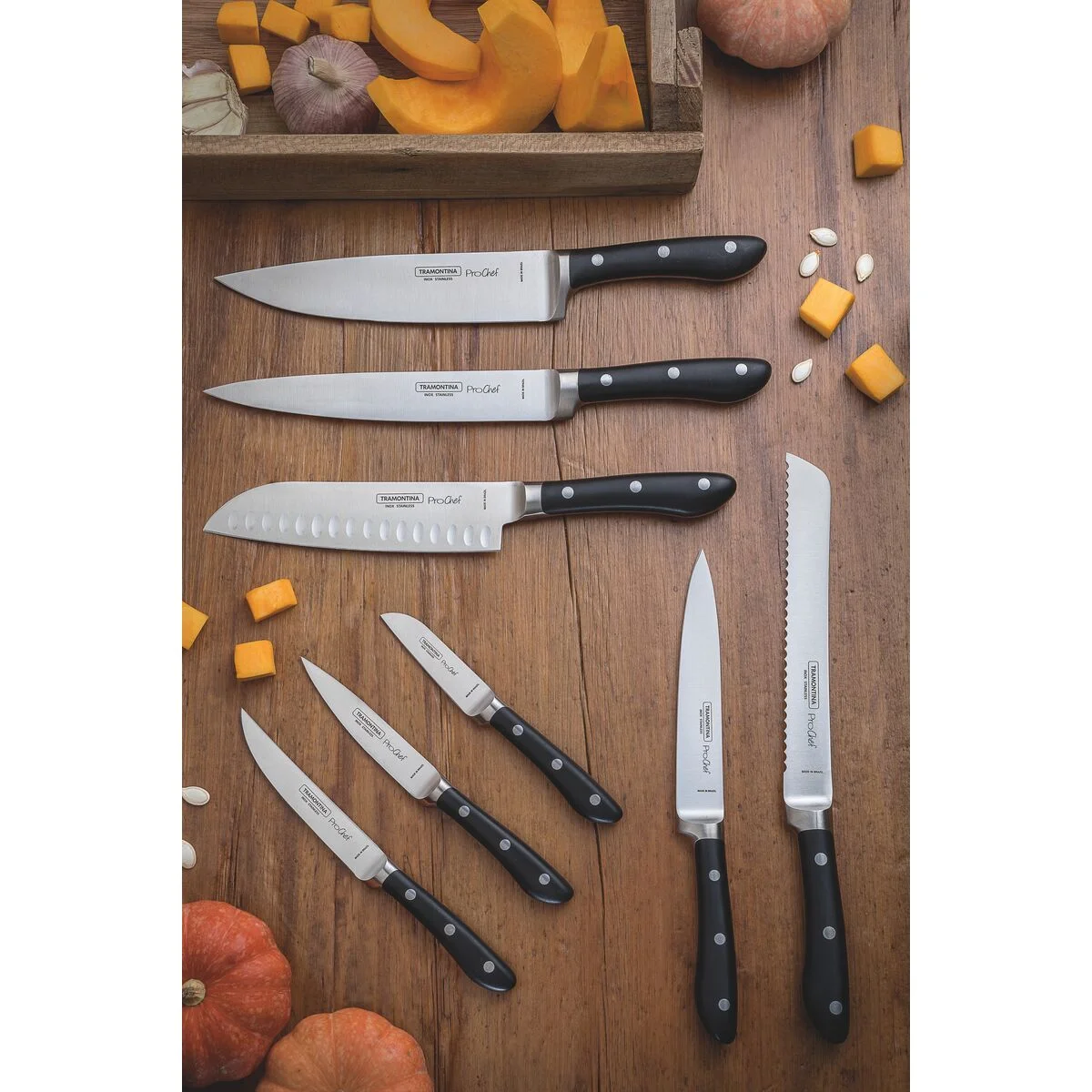 Faca Chef Tramontina Prochef com Lâmina em Aço Inox e Cabo de Policarbonato com Fibra de Vidro 8"