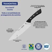 Faca Chef Tramontina Solutta com Lâmina em Aço Inox e Cabo em Policarbonato e Fibra de Vidro 8"