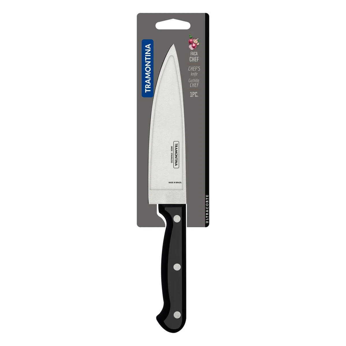 Faca Chef Tramontina Ultracorte com Lâmina em Aço Inox e Cabo de Polipropileno Preto 6"