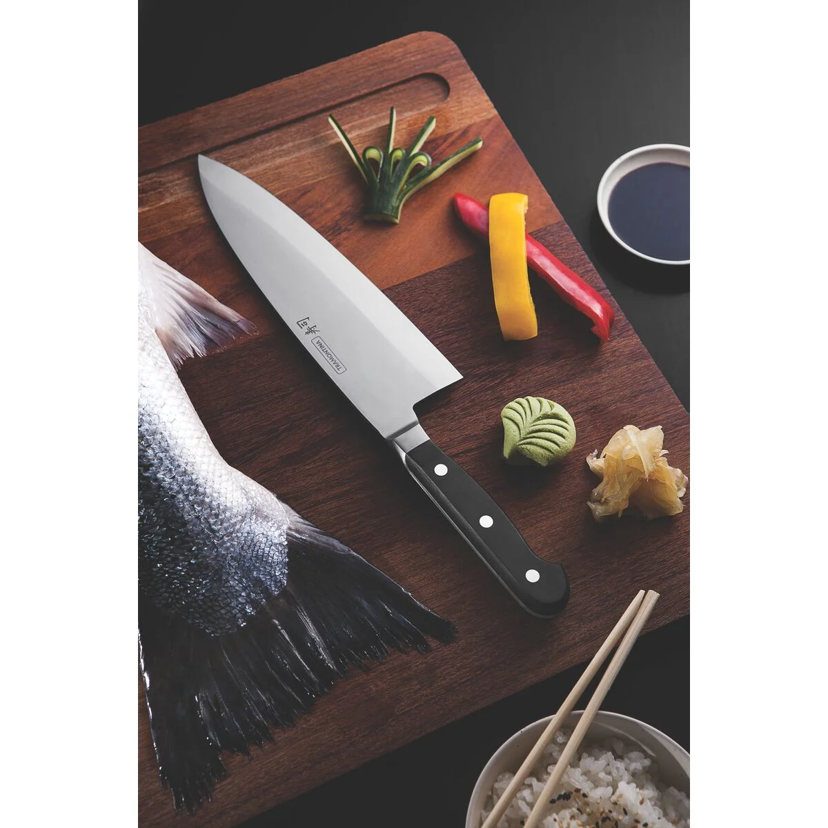 Faca Deba Tramontina Sushi Gold com Lâmina em Aço Inox e Cabo de Policarbonato com Fibra de Vidro 8"
