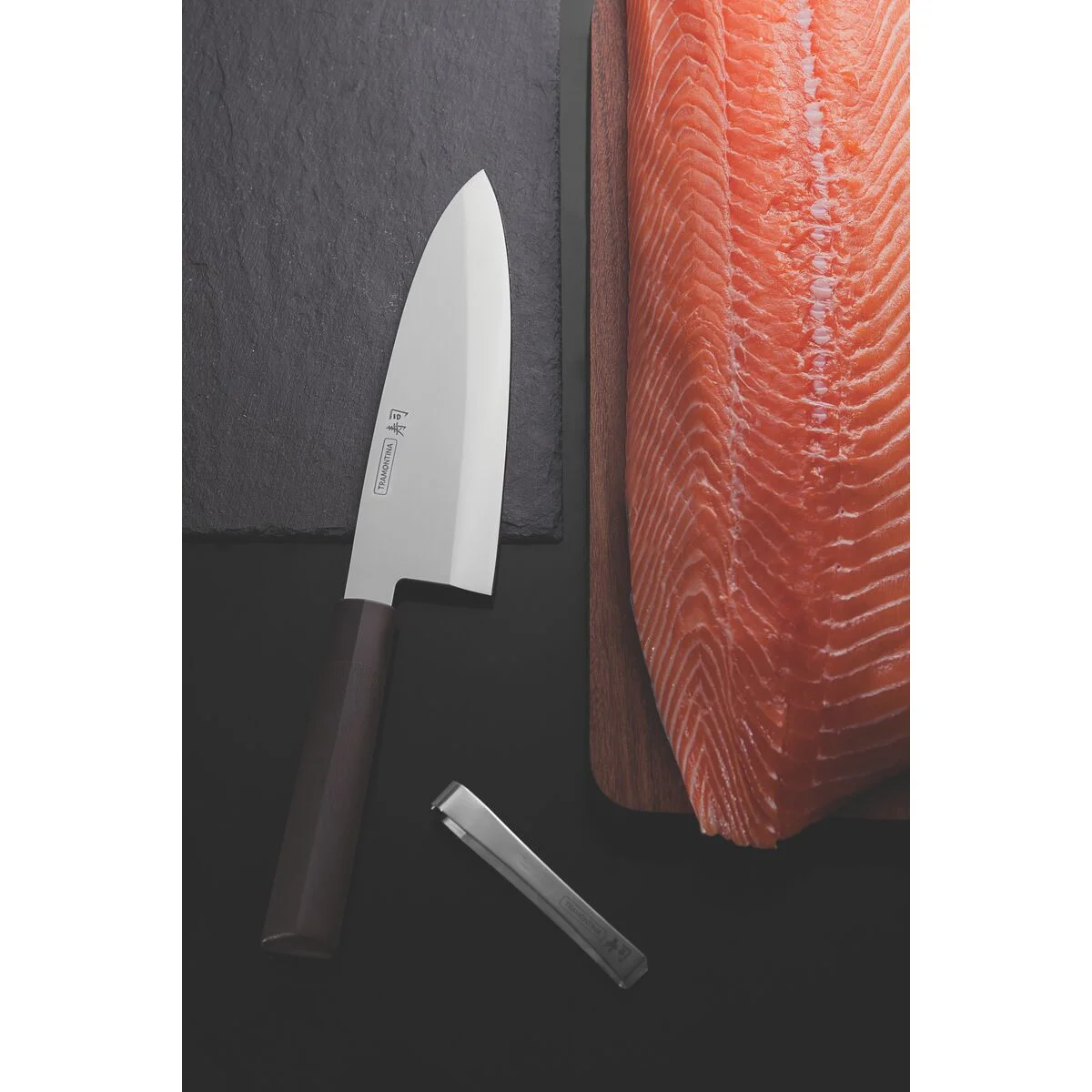 Faca Deba Tramontina Sushi Silver com Lâmina em Aço Inox e Cabo de Nylon 8"
